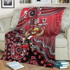 Personalized St Kilda Saints Football Mascot Blanket Aboriginal Dot Art Style Vibrant Indigenous Pattern Design