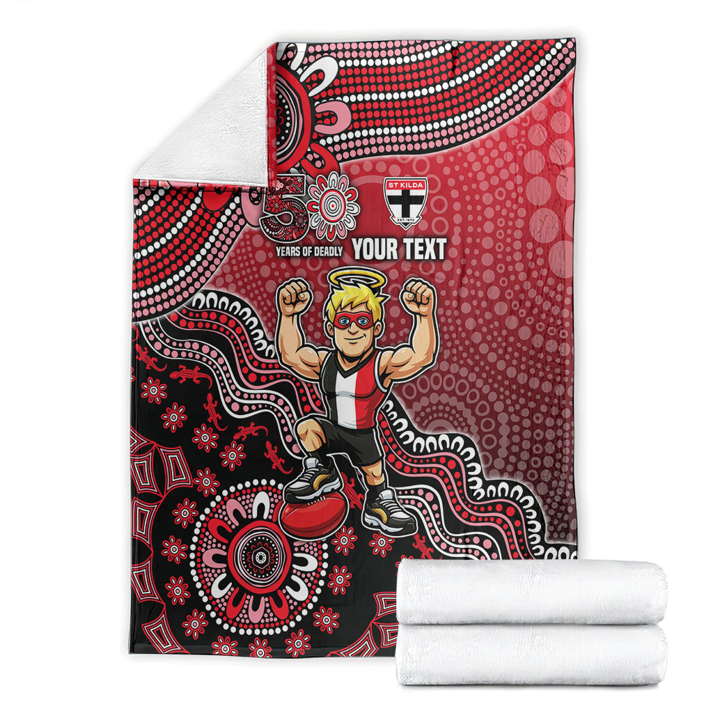 Personalized St Kilda Saints Football Mascot Blanket Aboriginal Dot Art Style Vibrant Indigenous Pattern Design