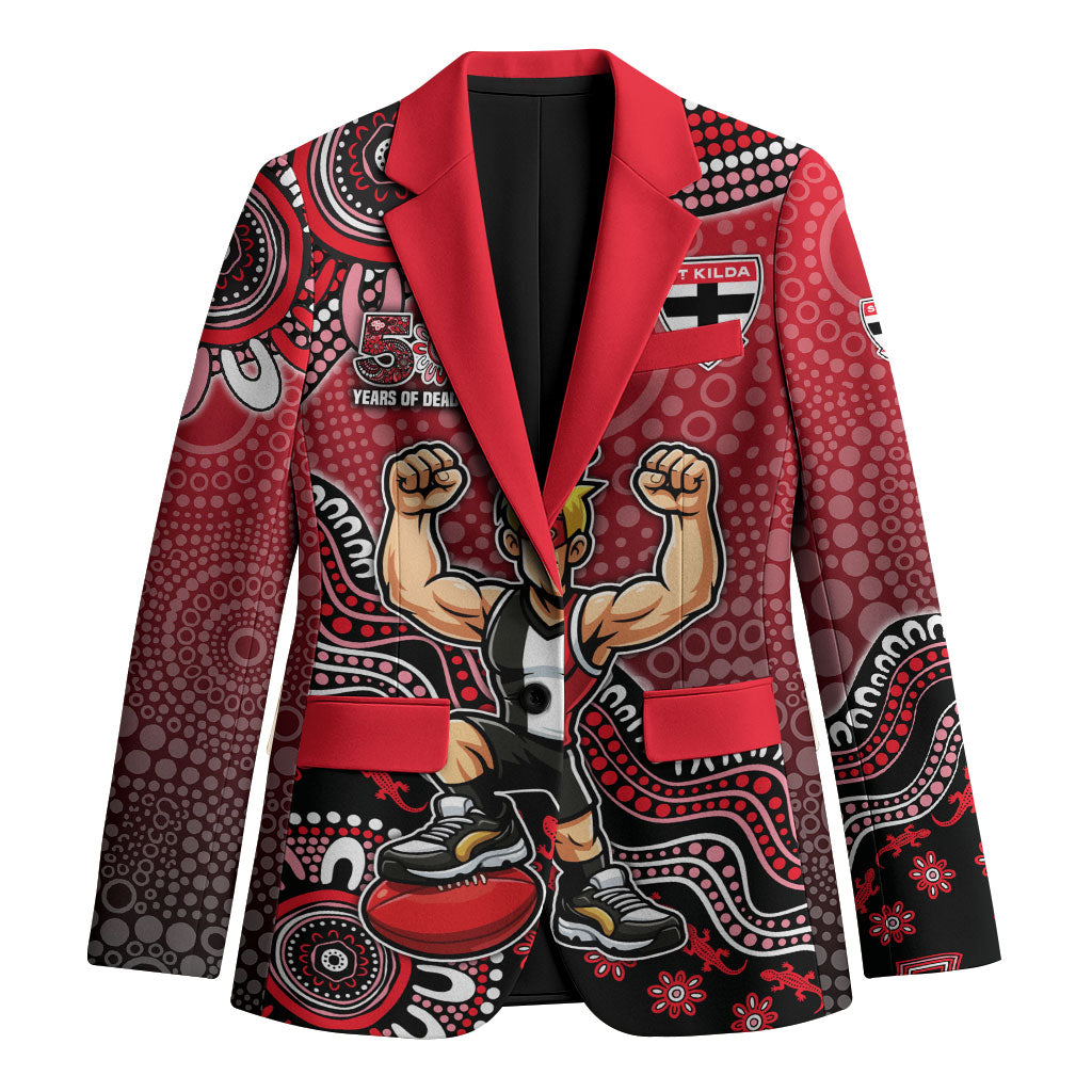Personalized St Kilda Saints Football Mascot Blazer Aboriginal Dot Art Style Vibrant Indigenous Pattern Design