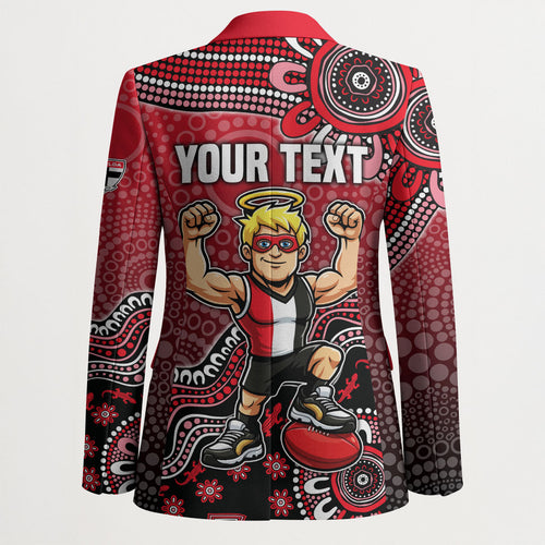 Personalized St Kilda Saints Football Mascot Blazer Aboriginal Dot Art Style Vibrant Indigenous Pattern Design