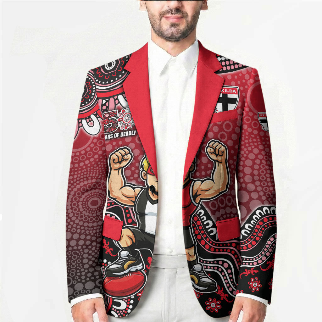 Personalized St Kilda Saints Football Mascot Blazer Aboriginal Dot Art Style Vibrant Indigenous Pattern Design
