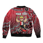 Personalized St Kilda Saints Football Mascot Bomber Jacket Aboriginal Dot Art Style Vibrant Indigenous Pattern Design