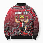 Personalized St Kilda Saints Football Mascot Bomber Puffer Jacket Aboriginal Dot Art Style Vibrant Indigenous Pattern Design