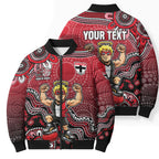 Personalized St Kilda Saints Football Mascot Bomber Puffer Jacket Aboriginal Dot Art Style Vibrant Indigenous Pattern Design