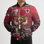 Personalized St Kilda Saints Football Mascot Bomber Puffer Jacket Aboriginal Dot Art Style Vibrant Indigenous Pattern Design