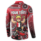 Personalized St Kilda Saints Football Mascot Button Sweatshirt Aboriginal Dot Art Style Vibrant Indigenous Pattern Design