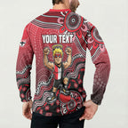 Personalized St Kilda Saints Football Mascot Button Sweatshirt Aboriginal Dot Art Style Vibrant Indigenous Pattern Design