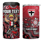 Personalized St Kilda Saints Football Mascot 4 in 1 Can Cooler Tumbler Aboriginal Dot Art Style Vibrant Indigenous Pattern Design