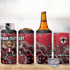 Personalized St Kilda Saints Football Mascot 4 in 1 Can Cooler Tumbler Aboriginal Dot Art Style Vibrant Indigenous Pattern Design