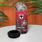 Personalized St Kilda Saints Football Mascot 4 in 1 Can Cooler Tumbler Aboriginal Dot Art Style Vibrant Indigenous Pattern Design