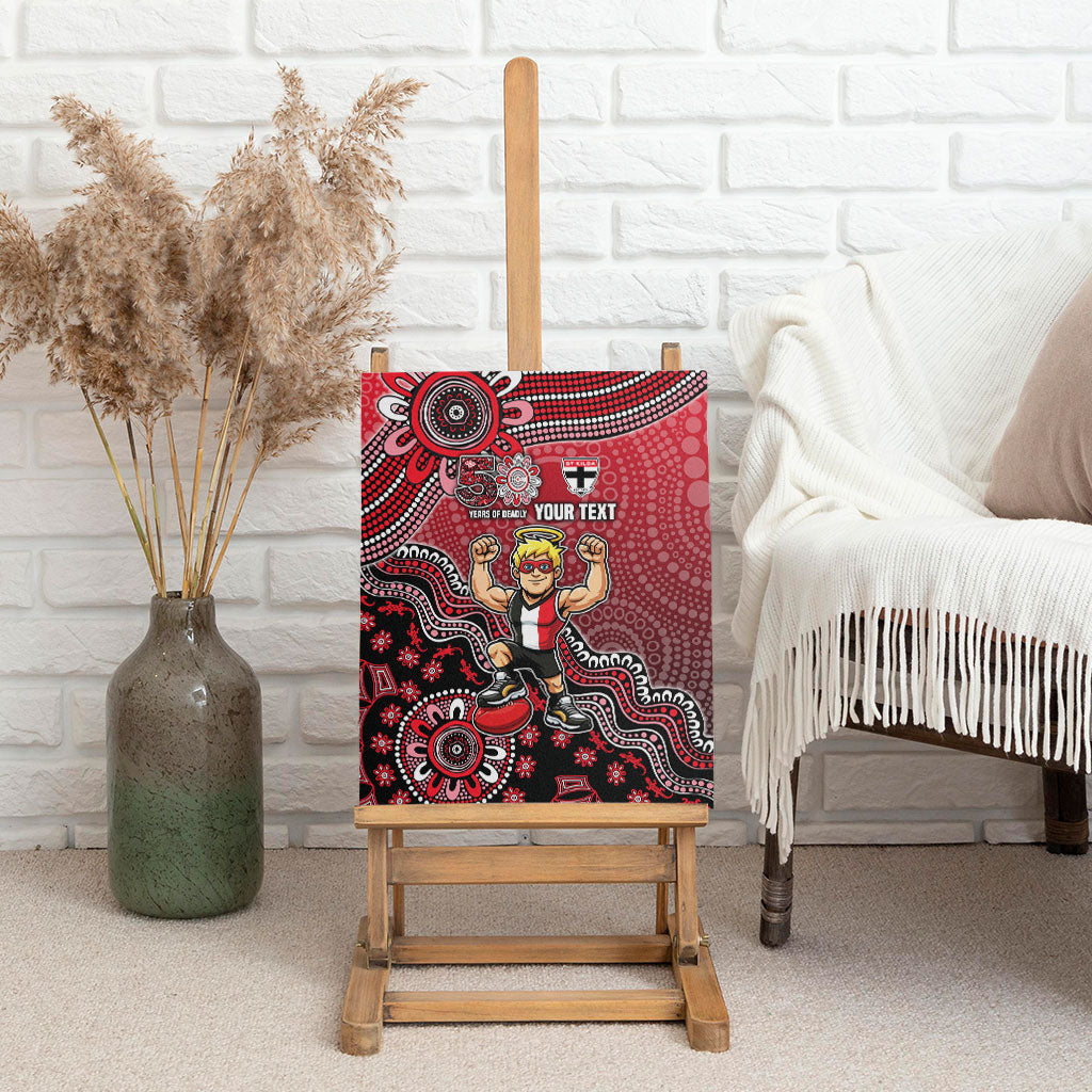 Personalized St Kilda Saints Football Mascot Canvas Wall Art Aboriginal Dot Art Style Vibrant Indigenous Pattern Design