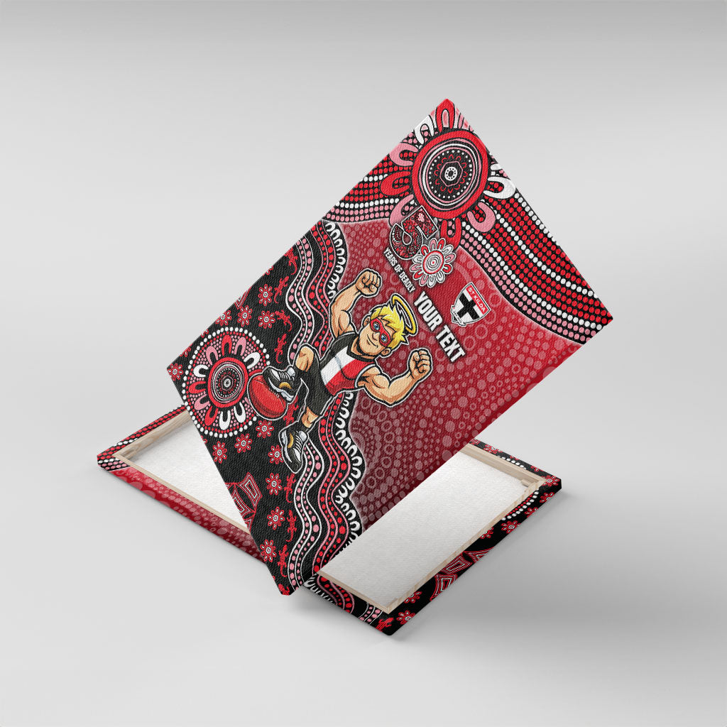 Personalized St Kilda Saints Football Mascot Canvas Wall Art Aboriginal Dot Art Style Vibrant Indigenous Pattern Design