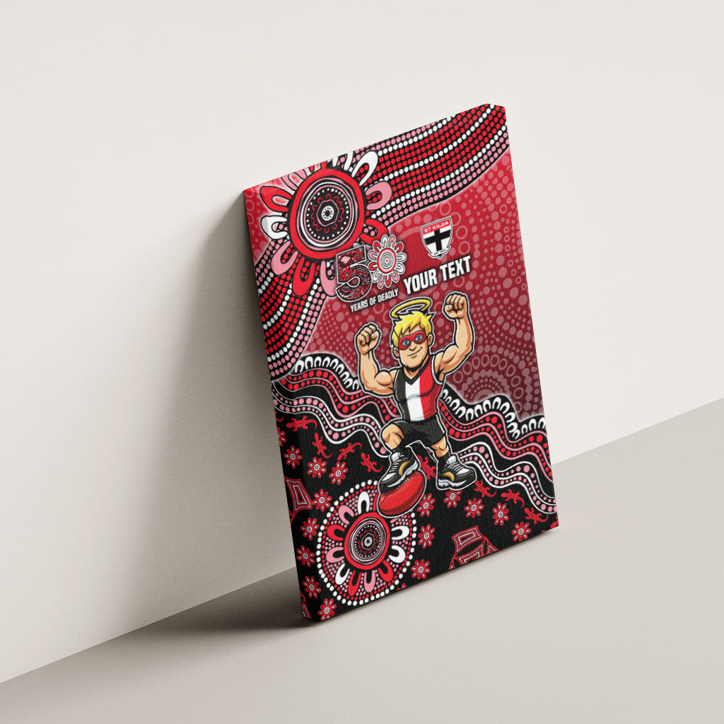 Personalized St Kilda Saints Football Mascot Canvas Wall Art Aboriginal Dot Art Style Vibrant Indigenous Pattern Design
