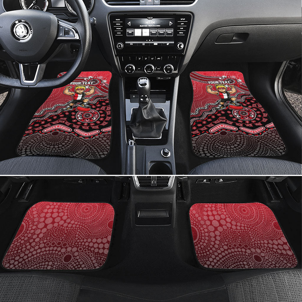 Personalized St Kilda Saints Football Mascot Car Mats Aboriginal Dot Art Style Vibrant Indigenous Pattern Design