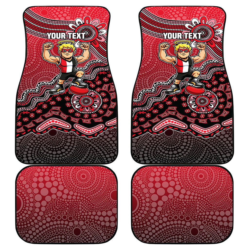 Personalized St Kilda Saints Football Mascot Car Mats Aboriginal Dot Art Style Vibrant Indigenous Pattern Design