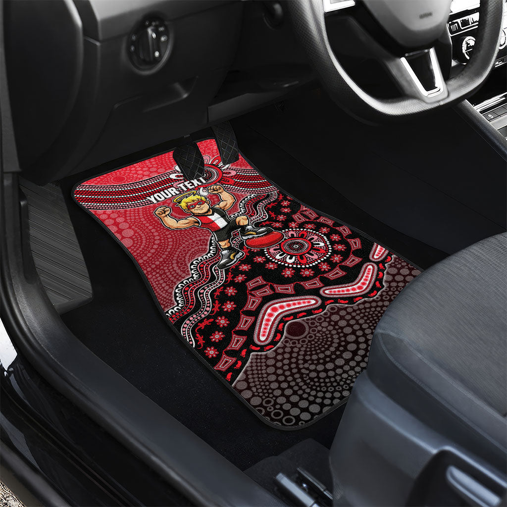 Personalized St Kilda Saints Football Mascot Car Mats Aboriginal Dot Art Style Vibrant Indigenous Pattern Design