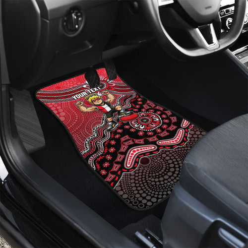 Personalized St Kilda Saints Football Mascot Car Mats Aboriginal Dot Art Style Vibrant Indigenous Pattern Design