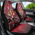 Personalized St Kilda Saints Football Mascot Car Seat Cover Aboriginal Dot Art Style Vibrant Indigenous Pattern Design