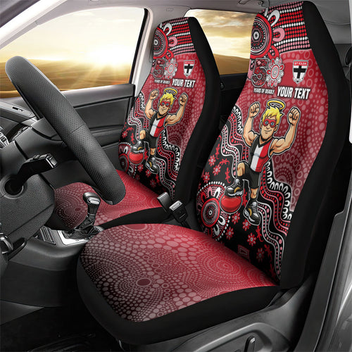 Personalized St Kilda Saints Football Mascot Car Seat Cover Aboriginal Dot Art Style Vibrant Indigenous Pattern Design