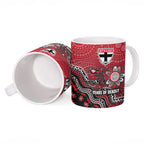 Personalized St Kilda Saints Football Mascot Ceramic Mug Aboriginal Dot Art Style Vibrant Indigenous Pattern Design