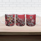 Personalized St Kilda Saints Football Mascot Ceramic Mug Aboriginal Dot Art Style Vibrant Indigenous Pattern Design