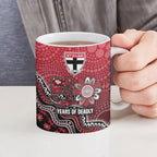 Personalized St Kilda Saints Football Mascot Ceramic Mug Aboriginal Dot Art Style Vibrant Indigenous Pattern Design