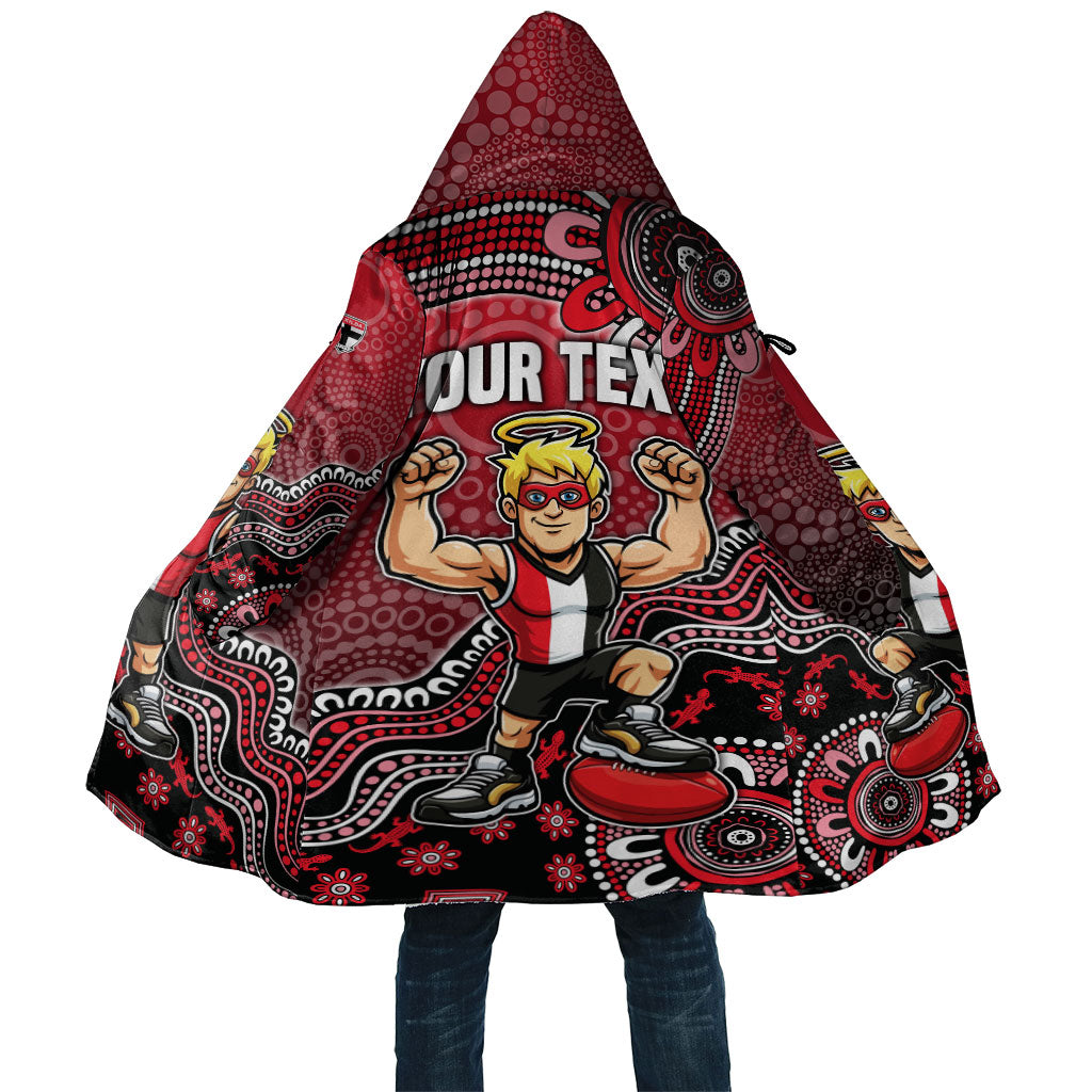 Personalized St Kilda Saints Football Mascot Cloak Aboriginal Dot Art Style Vibrant Indigenous Pattern Design