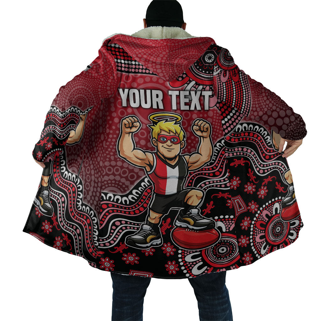 Personalized St Kilda Saints Football Mascot Cloak Aboriginal Dot Art Style Vibrant Indigenous Pattern Design