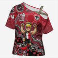 Personalized St Kilda Saints Football Mascot Cross Shoulder Shirt Aboriginal Dot Art Style Vibrant Indigenous Pattern Design