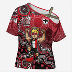 Personalized St Kilda Saints Football Mascot Cross Shoulder Shirt Aboriginal Dot Art Style Vibrant Indigenous Pattern Design