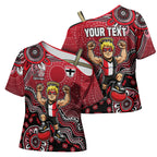 Personalized St Kilda Saints Football Mascot Cross Shoulder Shirt Aboriginal Dot Art Style Vibrant Indigenous Pattern Design