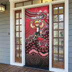 Personalized St Kilda Saints Football Mascot Door Cover Aboriginal Dot Art Style Vibrant Indigenous Pattern Design
