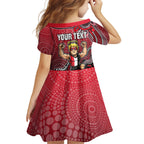 Personalized St Kilda Saints Football Mascot Family Matching Off The Shoulder Long Sleeve Dress and Hawaiian Shirt Aboriginal Dot Art Style Vibrant Indigenous Pattern Design