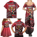 Personalized St Kilda Saints Football Mascot Family Matching Summer Maxi Dress and Hawaiian Shirt Aboriginal Dot Art Style Vibrant Indigenous Pattern Design