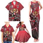 Personalized St Kilda Saints Football Mascot Family Matching Tank Maxi Dress and Hawaiian Shirt Aboriginal Dot Art Style Vibrant Indigenous Pattern Design