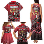 Personalized St Kilda Saints Football Mascot Family Matching Tank Maxi Dress and Hawaiian Shirt Aboriginal Dot Art Style Vibrant Indigenous Pattern Design