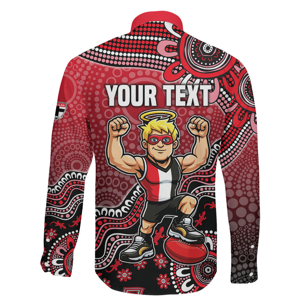 Personalized St Kilda Saints Football Mascot Family Matching Tank Maxi Dress and Hawaiian Shirt Aboriginal Dot Art Style Vibrant Indigenous Pattern Design