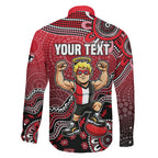 Personalized St Kilda Saints Football Mascot Family Matching Tank Maxi Dress and Hawaiian Shirt Aboriginal Dot Art Style Vibrant Indigenous Pattern Design