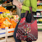 Personalized St Kilda Saints Football Mascot Grocery Bag Aboriginal Dot Art Style Vibrant Indigenous Pattern Design