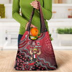 Personalized St Kilda Saints Football Mascot Grocery Bag Aboriginal Dot Art Style Vibrant Indigenous Pattern Design