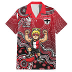 Personalized St Kilda Saints Football Mascot Hawaiian Shirt Aboriginal Dot Art Style Vibrant Indigenous Pattern Design