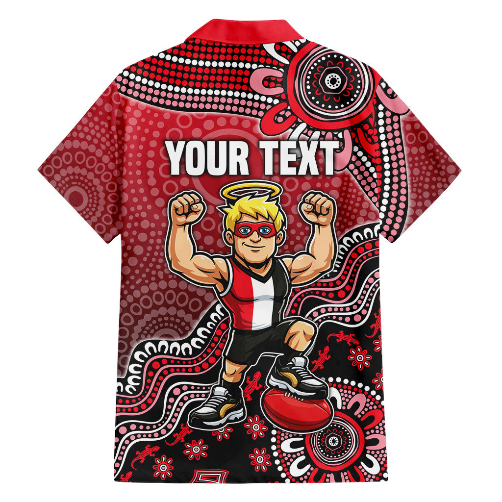 Personalized St Kilda Saints Football Mascot Hawaiian Shirt Aboriginal Dot Art Style Vibrant Indigenous Pattern Design