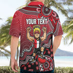 Personalized St Kilda Saints Football Mascot Hawaiian Shirt Aboriginal Dot Art Style Vibrant Indigenous Pattern Design
