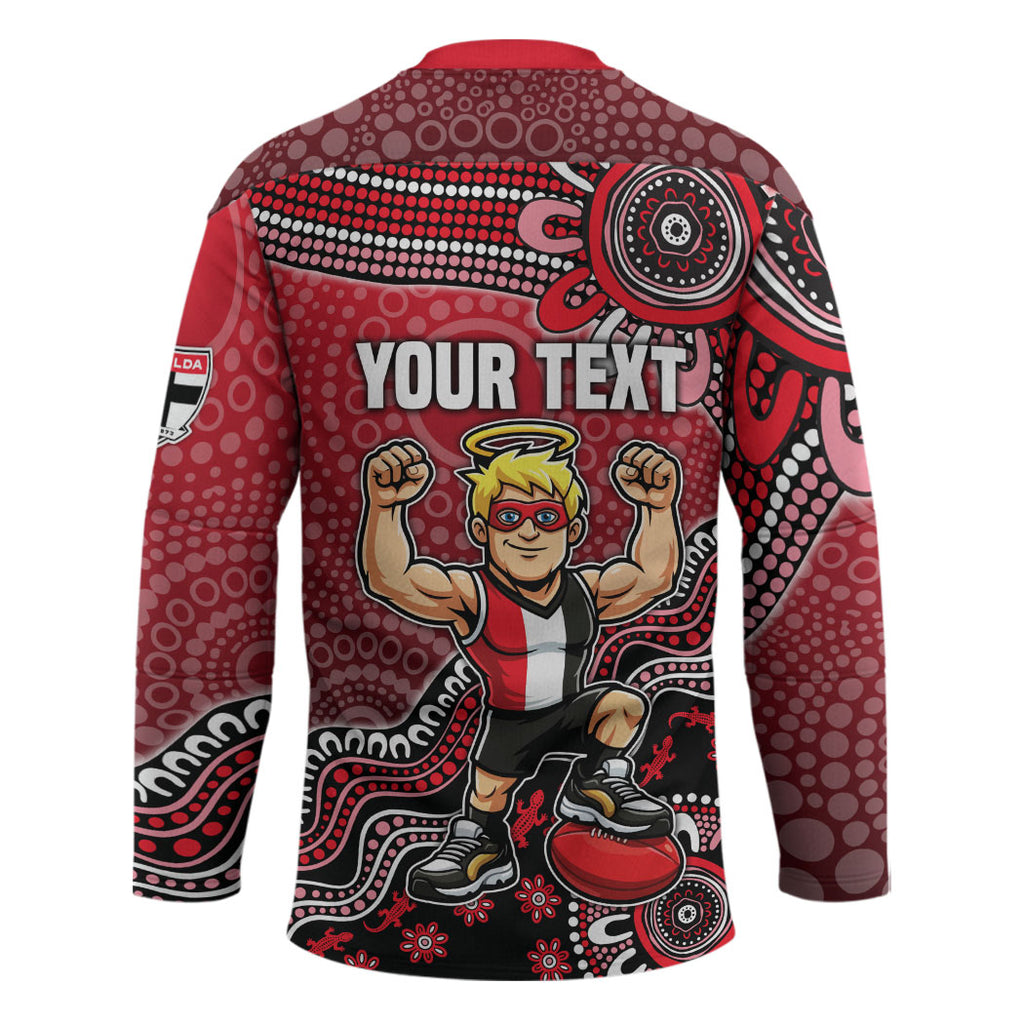 Personalized St Kilda Saints Football Mascot Hockey Jersey Aboriginal Dot Art Style Vibrant Indigenous Pattern Design