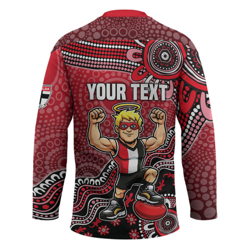 Personalized St Kilda Saints Football Mascot Hockey Jersey Aboriginal Dot Art Style Vibrant Indigenous Pattern Design