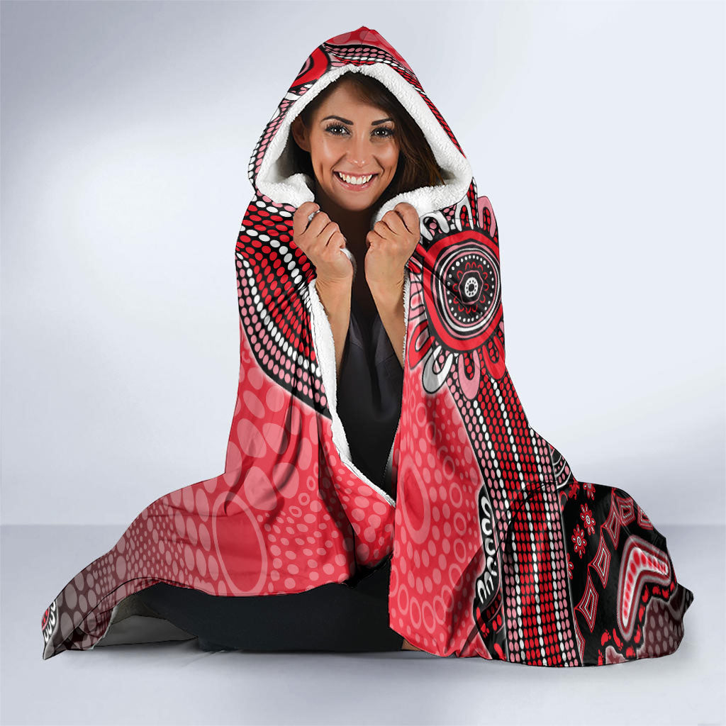 Personalized St Kilda Saints Football Mascot Hooded Blanket Aboriginal Dot Art Style Vibrant Indigenous Pattern Design