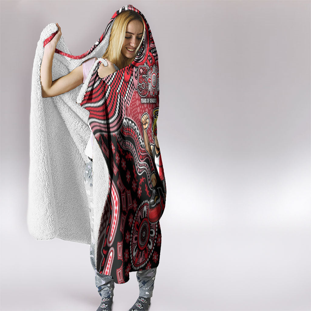 Personalized St Kilda Saints Football Mascot Hooded Blanket Aboriginal Dot Art Style Vibrant Indigenous Pattern Design