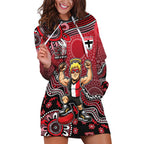 Personalized St Kilda Saints Football Mascot Hoodie Dress Aboriginal Dot Art Style Vibrant Indigenous Pattern Design
