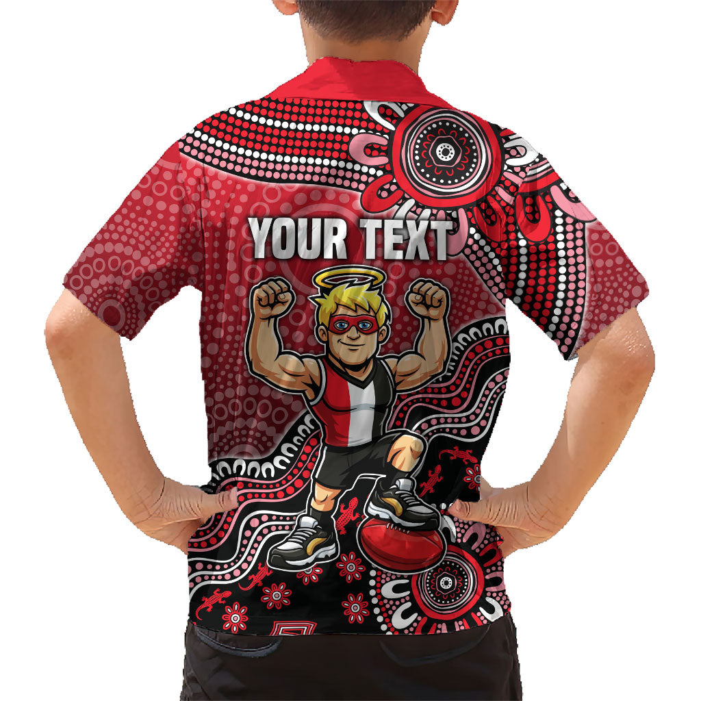 Personalized St Kilda Saints Football Mascot Kid Hawaiian Shirt Aboriginal Dot Art Style Vibrant Indigenous Pattern Design