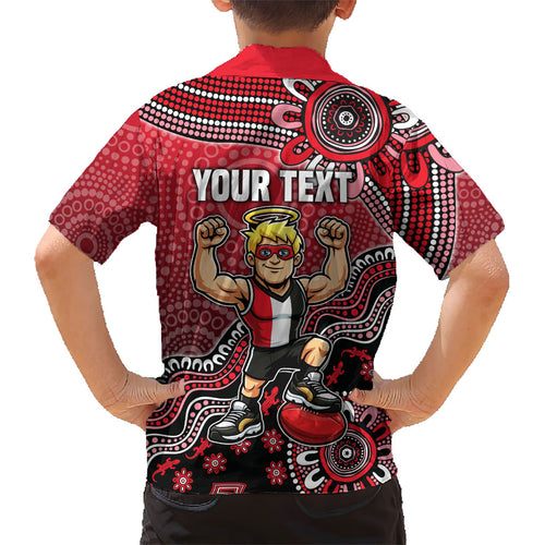 Personalized St Kilda Saints Football Mascot Kid Hawaiian Shirt Aboriginal Dot Art Style Vibrant Indigenous Pattern Design